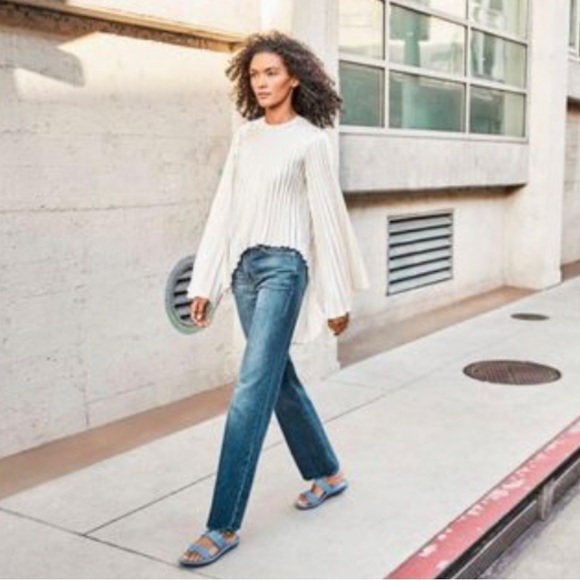 Naturalizer | Summer Blue Leather Sandal Flat - Picture 6 of 6